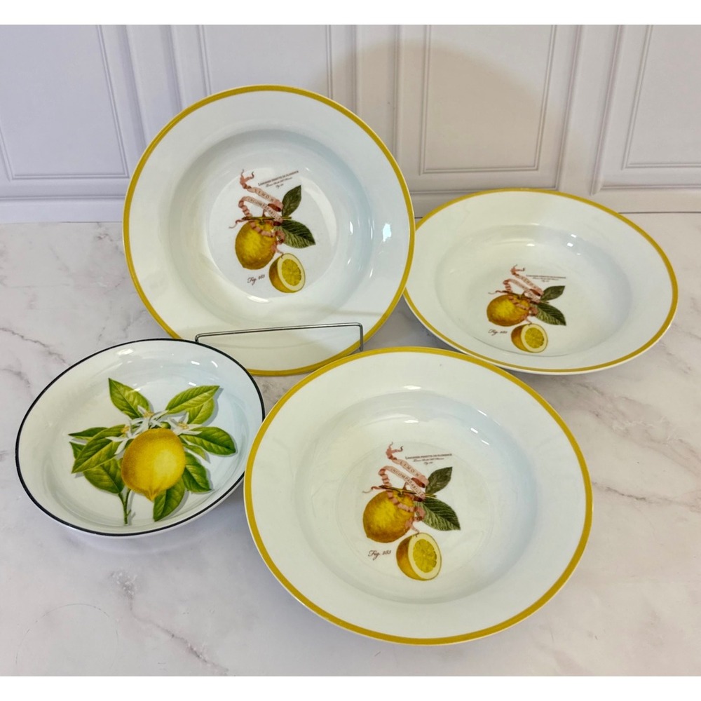 Williams Sonoma Limonier Perette de Florence Pasta Bowls Set of 4 Lemon Citrus